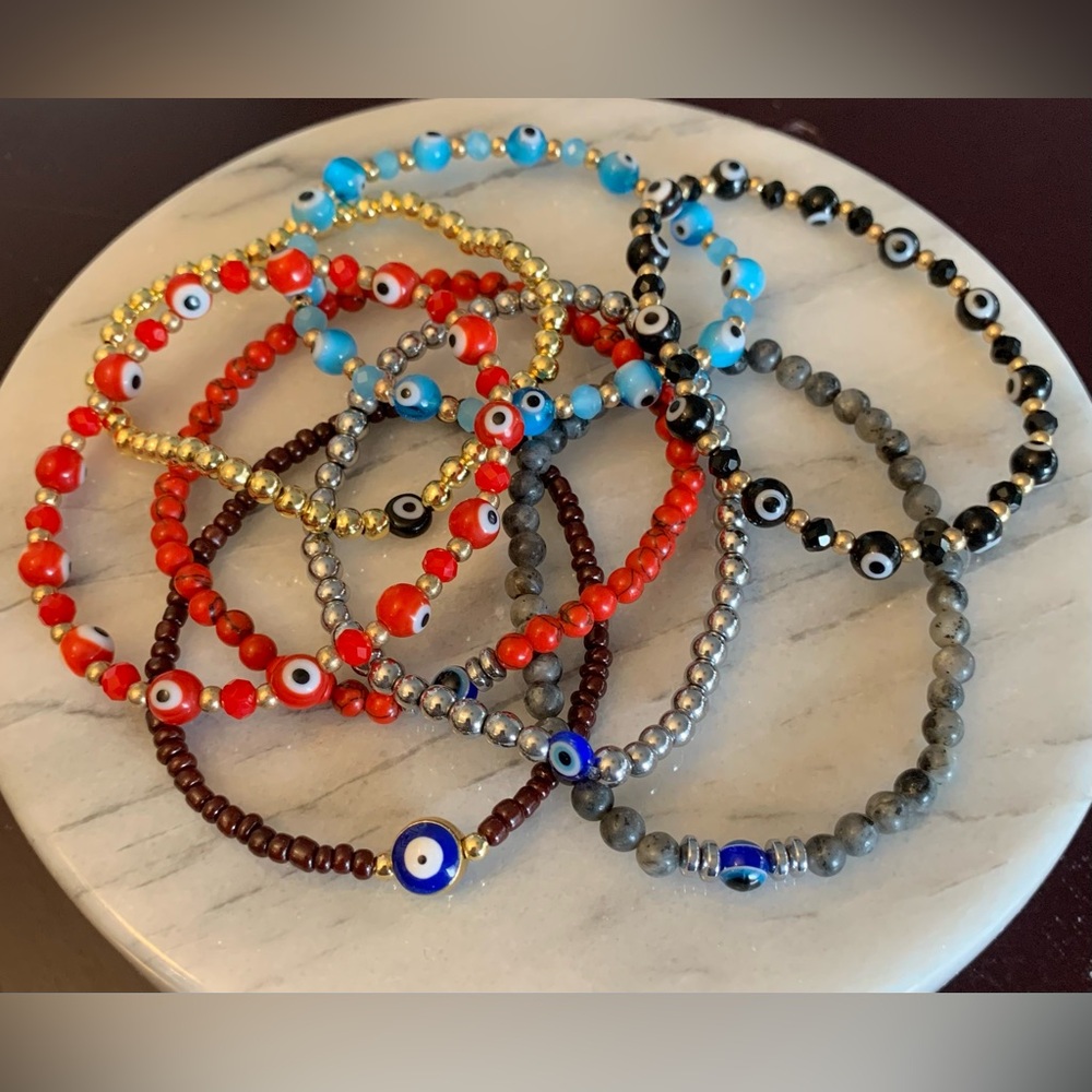(8X) Evil Eye Bundle Stretchy Bracelets
